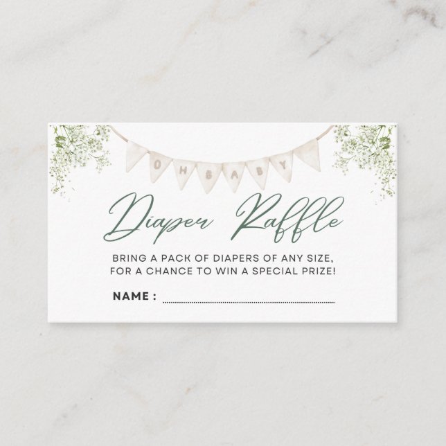 Baby in Bloom - Diaper Raffle - Green Enclosure Card (Front)
