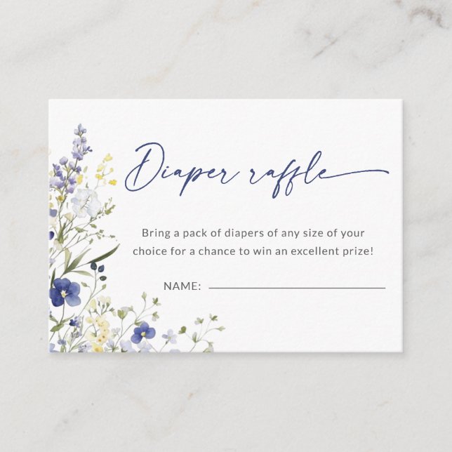 Baby In Bloom Diaper Raffle Spring Baby Shower Enclosure Card (Front)