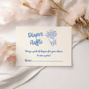 Baby In Bloom Drawn Floral Bouquet Diaper Raffle Enclosure Card
