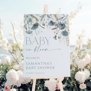 Baby in Bloom dusty blue boy baby shower welcome Foam Board