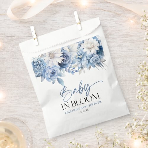 Baby In Bloom Dusty Blue Floral Baby Shower Favor Bag
