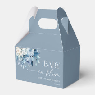 Baby In Bloom Dusty Blue Floral Baby Shower Favor Boxes