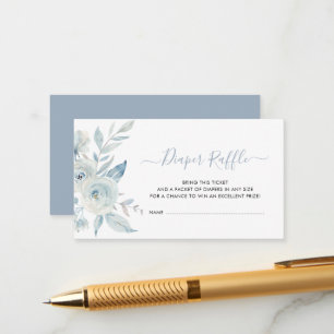 baby in bloom dusty blue floral diaper raffle card