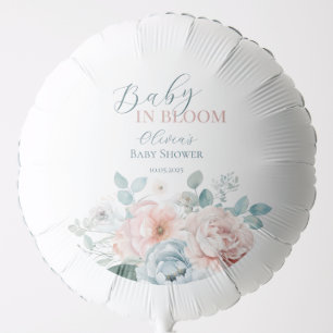 Baby in Bloom Dusty Blue Watercolor Baby Shower Balloon