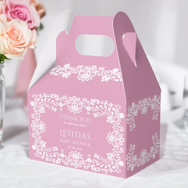 Baby in bloom dusty pink Mexican baby shower Favor Boxes (Baby in bloom dusty pink Mexican baby shower favors personalized printed Favor Boxes)