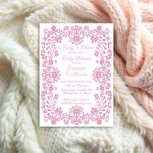 Baby in bloom dusty pink Mexican baby shower Invitation