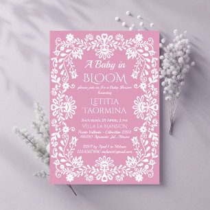 Baby in bloom dusty pink Mexican baby shower Invitation
