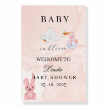 Baby in Bloom Elegant Baby Shower Welcome Sign