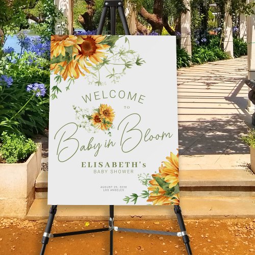 Baby in bloom elegant baby shower welcome sign