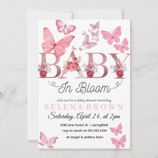 BABY In Bloom – Elegant Butterfly Baby Shower card