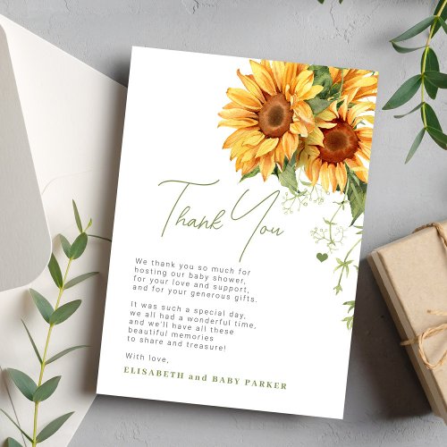 Baby in bloom elegant floral baby shower  thank you card