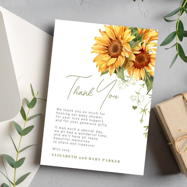 Baby in bloom elegant floral baby shower  thank you card (Creator Uploaded)