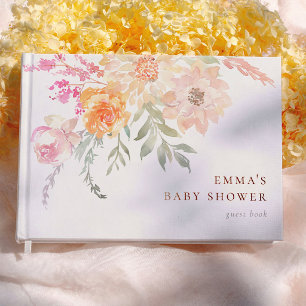 Baby In Bloom Elegant Floral Girl Baby Shower Foil Guest Book
