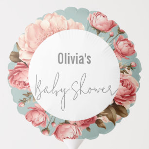Baby in Bloom Elegant Flower Pink Baby Shower Balloon