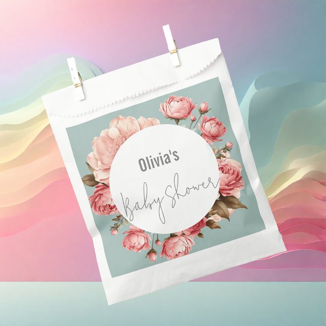 Baby in Bloom Elegant Flower Pink Baby Shower Favor Bag (Creator Uploaded)