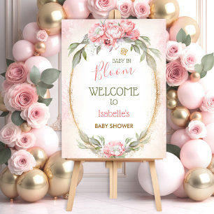 Baby In Bloom Elegant Pink Floral Girl Baby Shower Foam Board