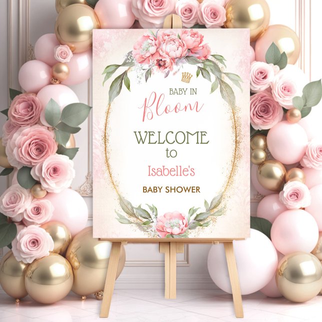 Baby In Bloom Elegant Pink Floral Girl Baby Shower Foam Board (Baby In Bloom Elegant Pink Floral Girl Baby Shower Foam Board)