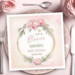Baby In Bloom Elegant Pink Floral Girl Baby Shower Napkins