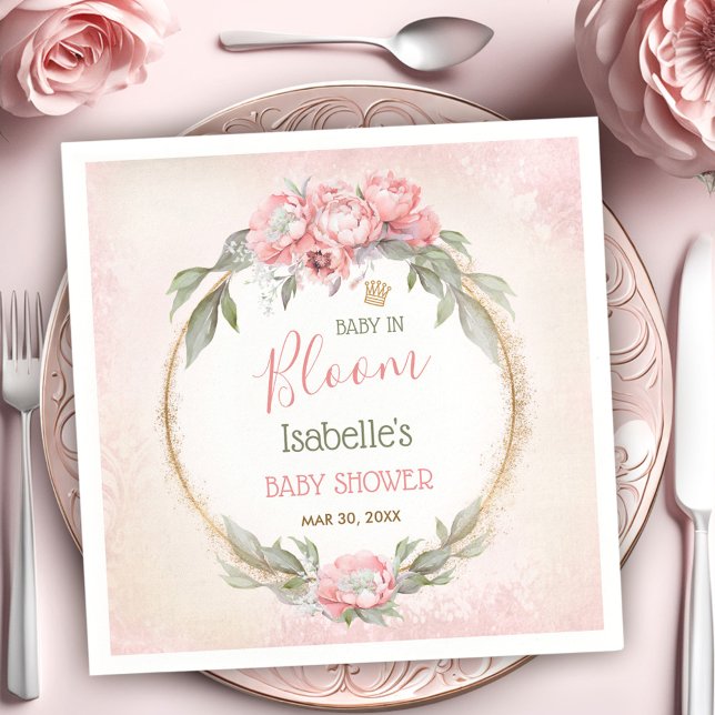 Baby In Bloom Elegant Pink Floral Girl Baby Shower Napkins (Baby In Bloom Elegant Pink Floral Girl Baby Shower Napkins)