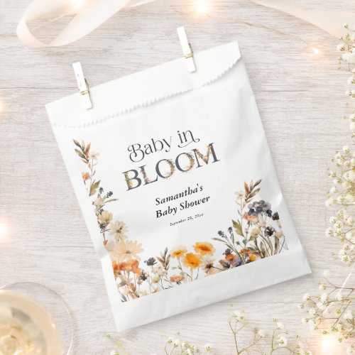 Baby in Bloom Elegant Watercolor Fall Wildflowers  Favor Bag