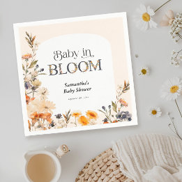 Baby in Bloom Elegant Watercolor Fall Wildflowers Napkins