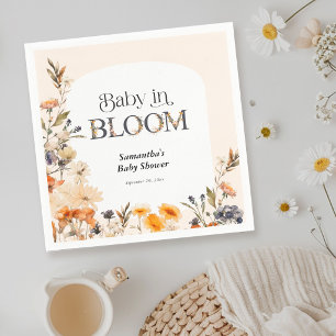 Baby in Bloom Elegant Watercolor Fall Wildflowers  Napkins