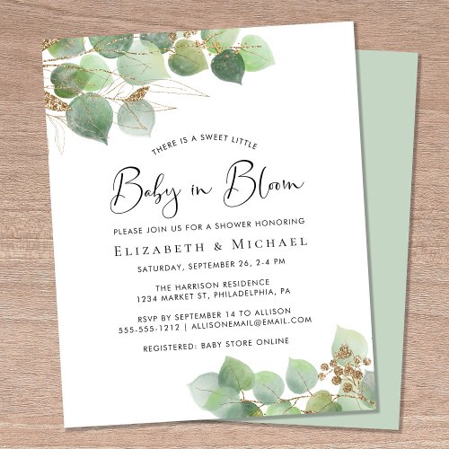 Baby in Bloom Eucalyptus Couples Shower Invitation