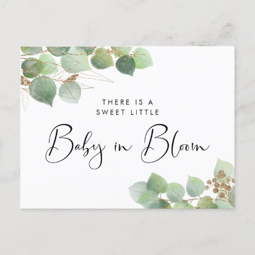Baby in Bloom Eucalyptus Shower Invitation Postcard