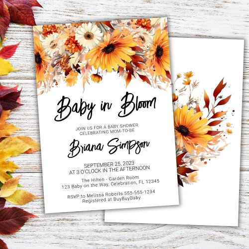Baby in Bloom Fall Floral Baby Shower Invitation