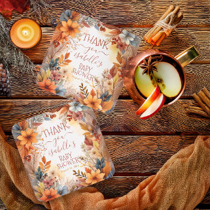 Baby in Bloom Fall Floral Frame Shower Thank You Square Paper Coaster