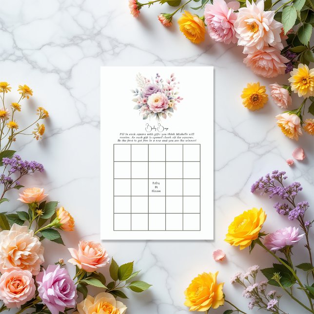 Baby in Bloom Floral Baby Shower Bingo Game (Baby in Bloom Floral Baby Shower Bingo Game)