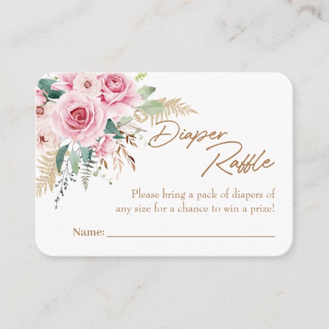 Baby in Bloom Floral Baby Shower Diaper Raffle Enclosure Card (Front)