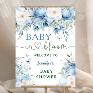 Baby in Bloom Floral Baby Shower Dusty Blu Welcome Foam Board