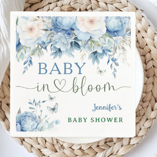 Baby in Bloom Floral Baby Shower Dusty Blue Napkins