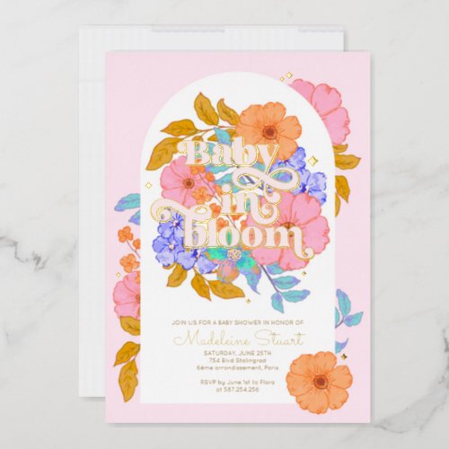 Baby in Bloom Floral Baby Shower Foil Invitation