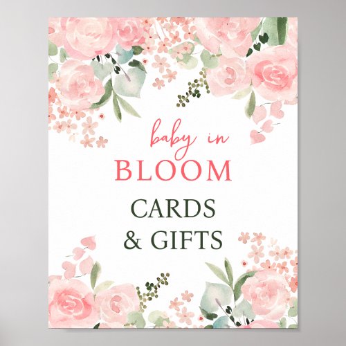 Baby in Bloom Floral Baby Shower Gifts Party Sign