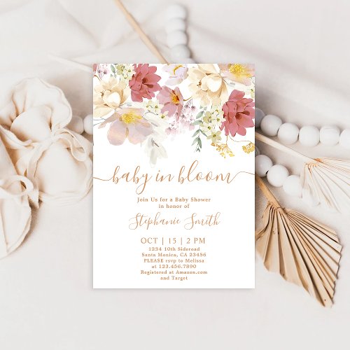 Baby in Bloom Floral Baby Shower Girl Invitation