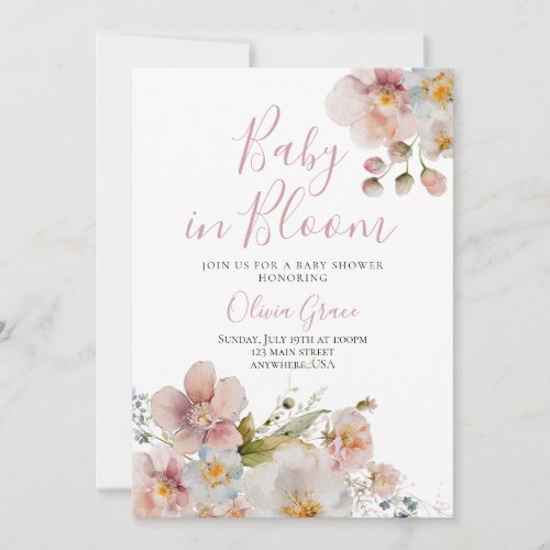 Baby in Bloom Floral baby shower Invitation