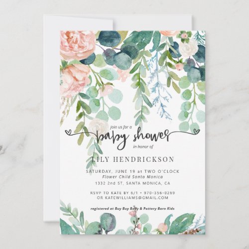 Baby in Bloom  Floral Baby Shower Invitation