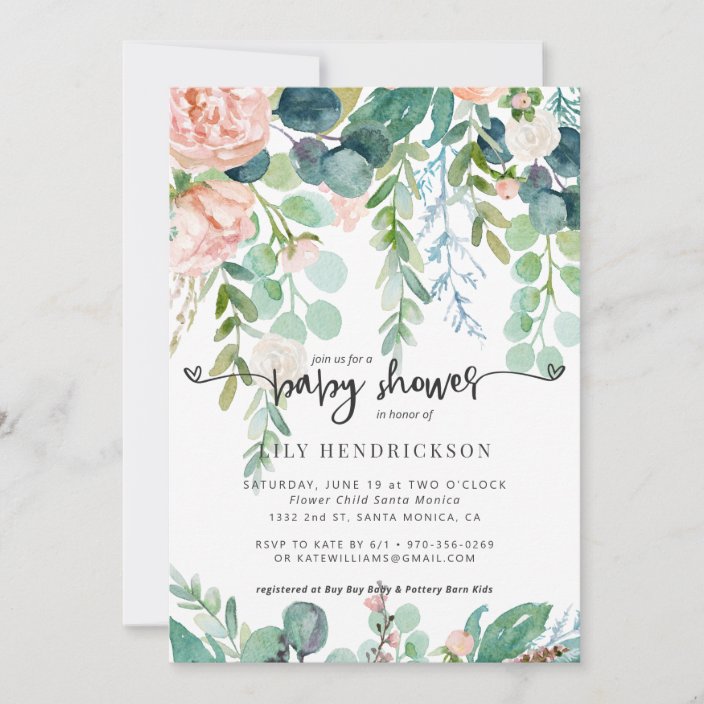 baby in bloom  floral baby shower invitation  zazzle