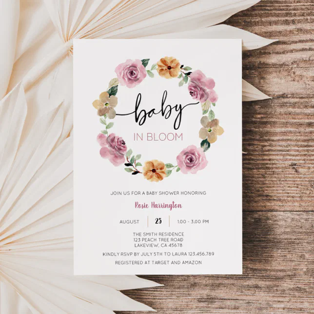 Baby In Bloom Floral Baby Shower Invitation Zazzle