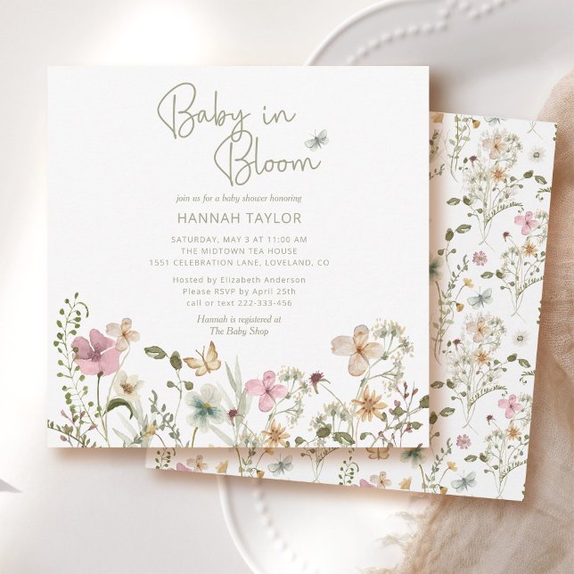 Baby in Bloom Floral Baby Shower Invitation (Creator Uploaded)