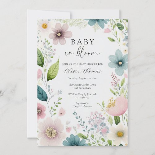 Baby in Bloom Floral Baby Shower Invitation