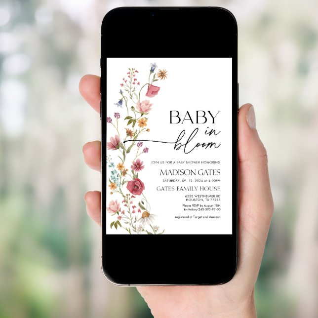 Baby in Bloom Floral Baby Shower Invitation (Front Digital)