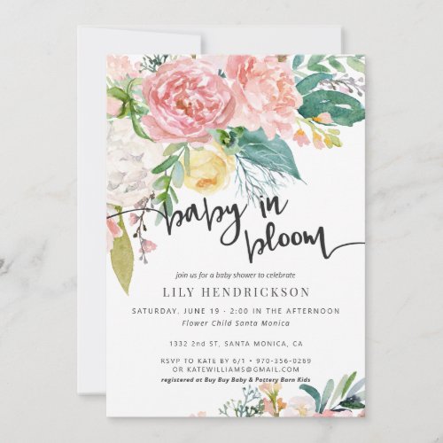 Baby in Bloom  Floral Baby Shower Invitation