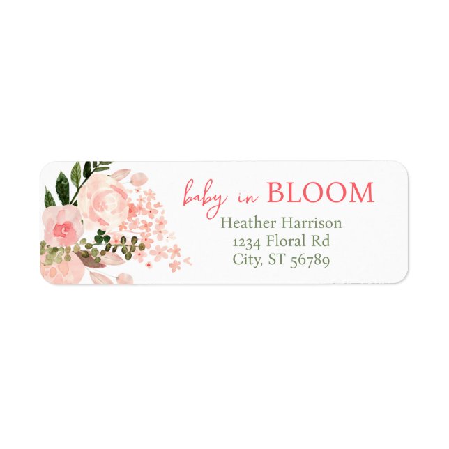 Baby in Bloom Floral Baby Shower Label (Front)