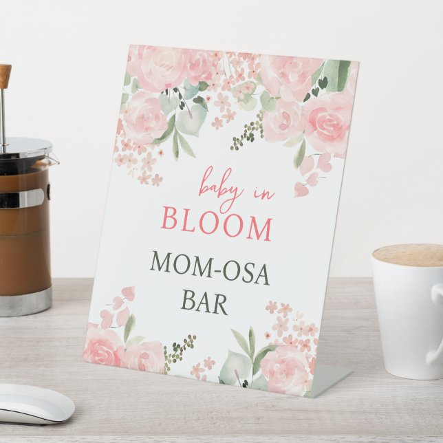 Baby in Bloom Floral Baby Shower Mimosa Party Sign (In SItu)