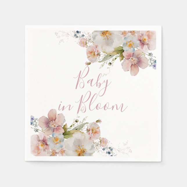 Baby in Bloom Floral baby shower Napkins (Front)