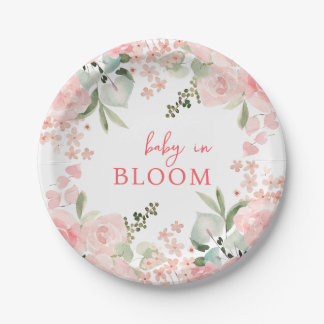 Baby in Bloom Floral Baby Shower Paper Plates