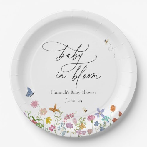 Baby in Bloom Floral Baby Shower Paper Plates